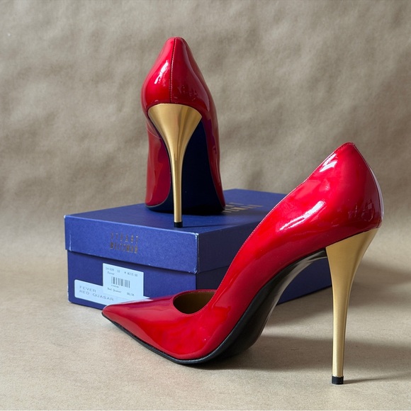 Stuart Weitzman Fever Red Quasar 12M Glossy Red Heels - Picture 5 of 8